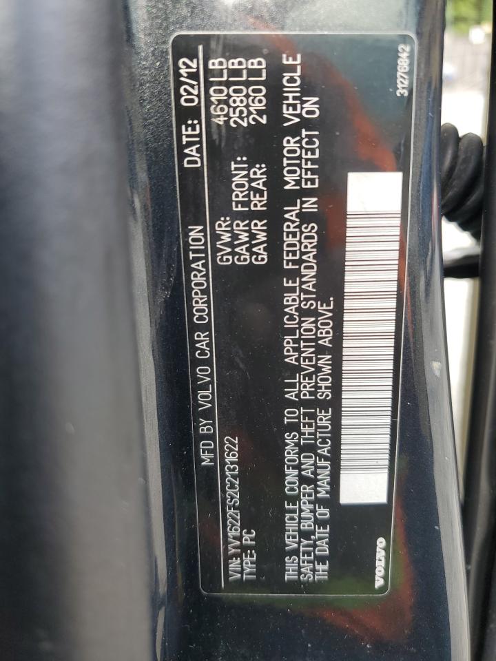 2012 Volvo S60 T5 VIN: YV1622FS2C2131622 Lot: 86235185