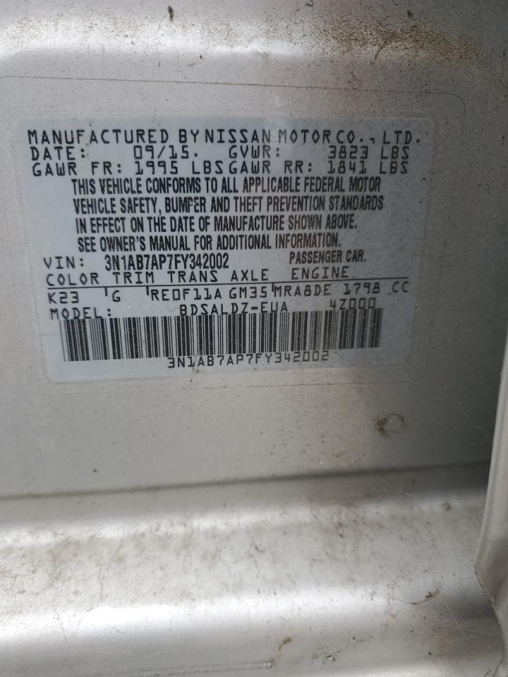 2015 Nissan Sentra S VIN: 3N1AB7AP7FY342002 Lot: 86701075