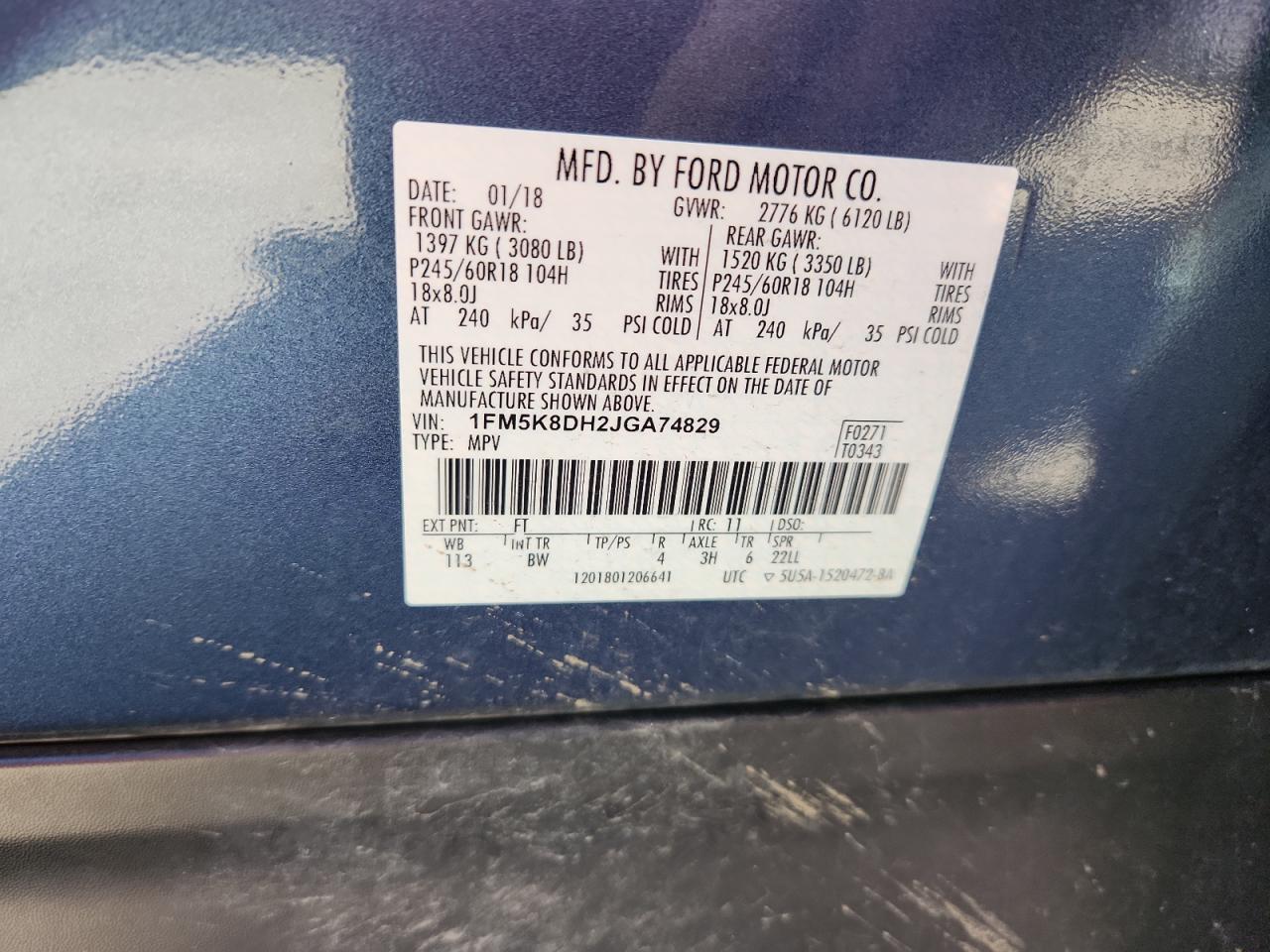 2018 Ford Explorer Xlt VIN: 1FM5K8DH2JGA74829 Lot: 85649795