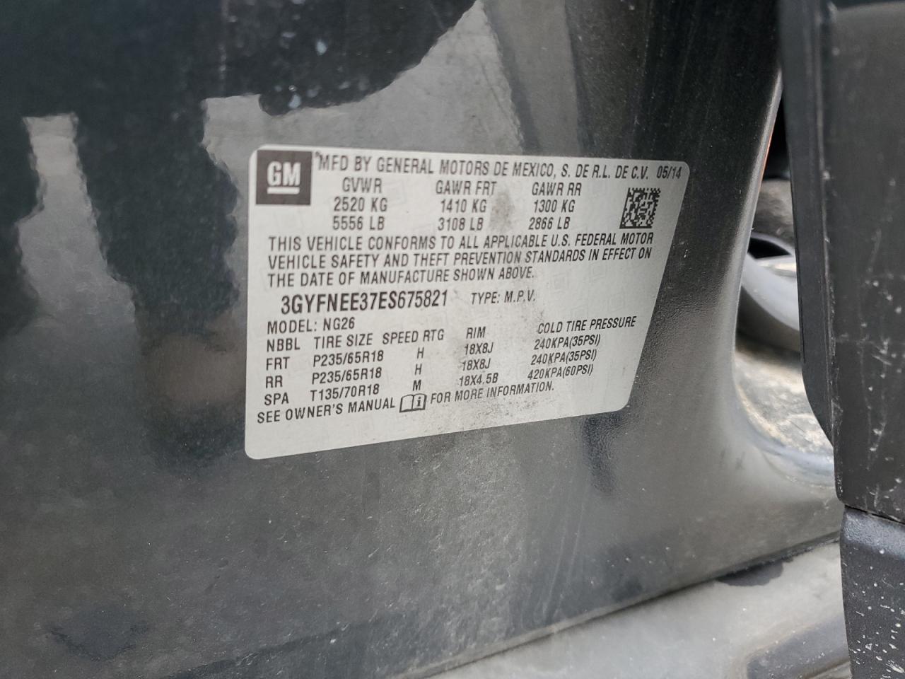 2014 Cadillac Srx Luxury Collection VIN: 3GYFNEE37ES675821 Lot: 82377975