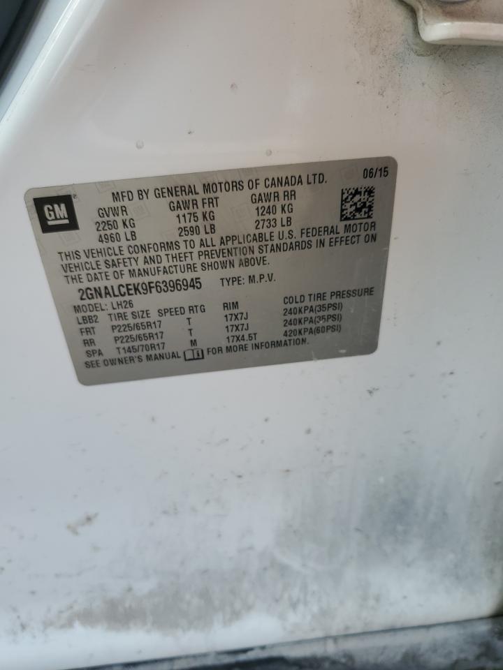 2015 Chevrolet Equinox Lt VIN: 2GNALCEK9F6396945 Lot: 85822415