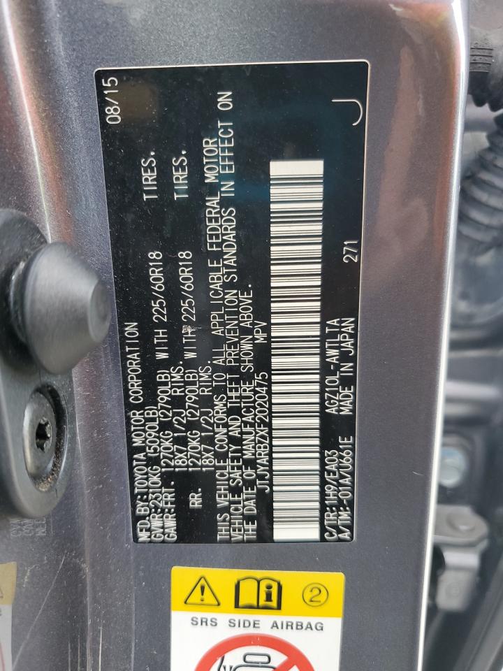 2015 Lexus Nx 200T VIN: JTJYARBZXF2020475 Lot: 82519225