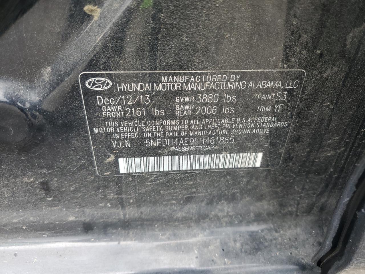 2014 Hyundai Elantra Se VIN: 5NPDH4AE9EH461865 Lot: 82299705