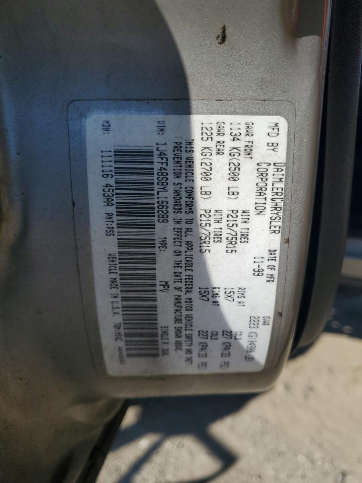 2000 Jeep Cherokee Sport VIN: 1J4FF48S8YL166289 Lot: 87199205