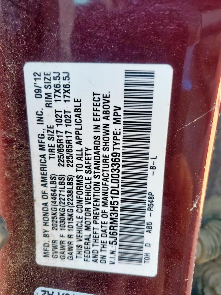 2013 Honda Cr-V Ex VIN: 5J6RM3H51DL003369 Lot: 86240175