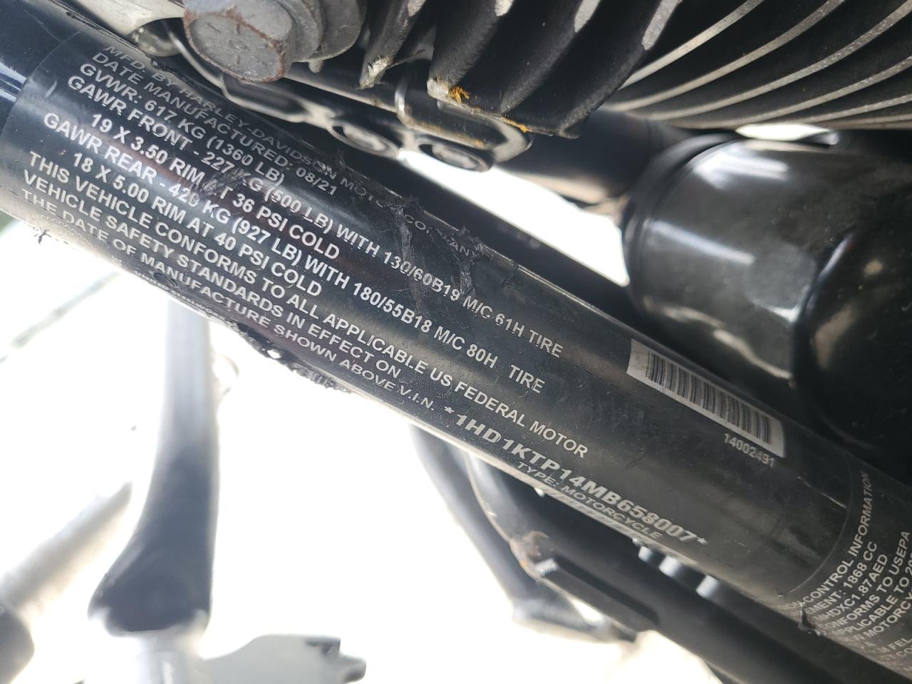 2021 Harley-Davidson Fltrxs VIN: 1HD1KTP14MB658007 Lot: 86156705