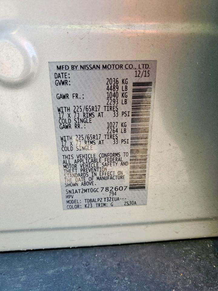 2016 Nissan Rogue S VIN: 5N1AT2MT0GC782607 Lot: 82189875