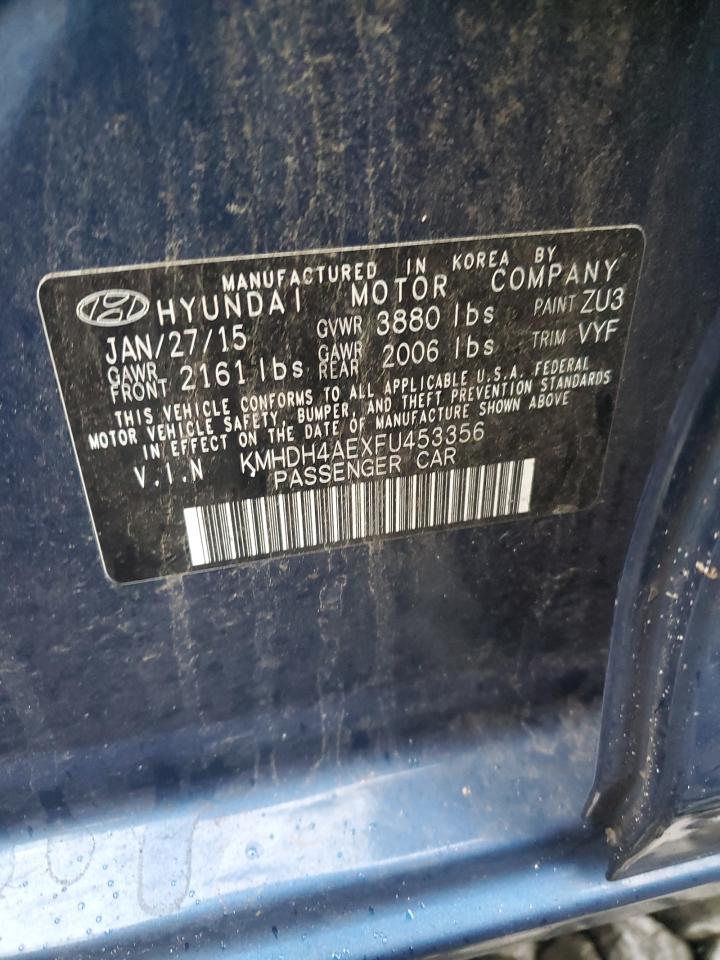 2015 Hyundai Elantra Se VIN: KMHDH4AEXFU453356 Lot: 85499155