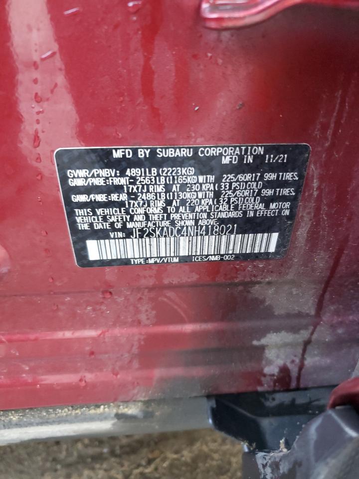 2022 Subaru Forester Premium VIN: JF2SKADC4NH418021 Lot: 85323975