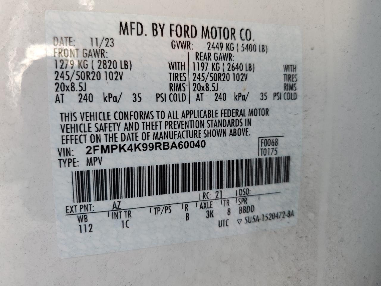 2024 Ford Edge Titanium VIN: 2FMPK4K99RBA60040 Lot: 81995795