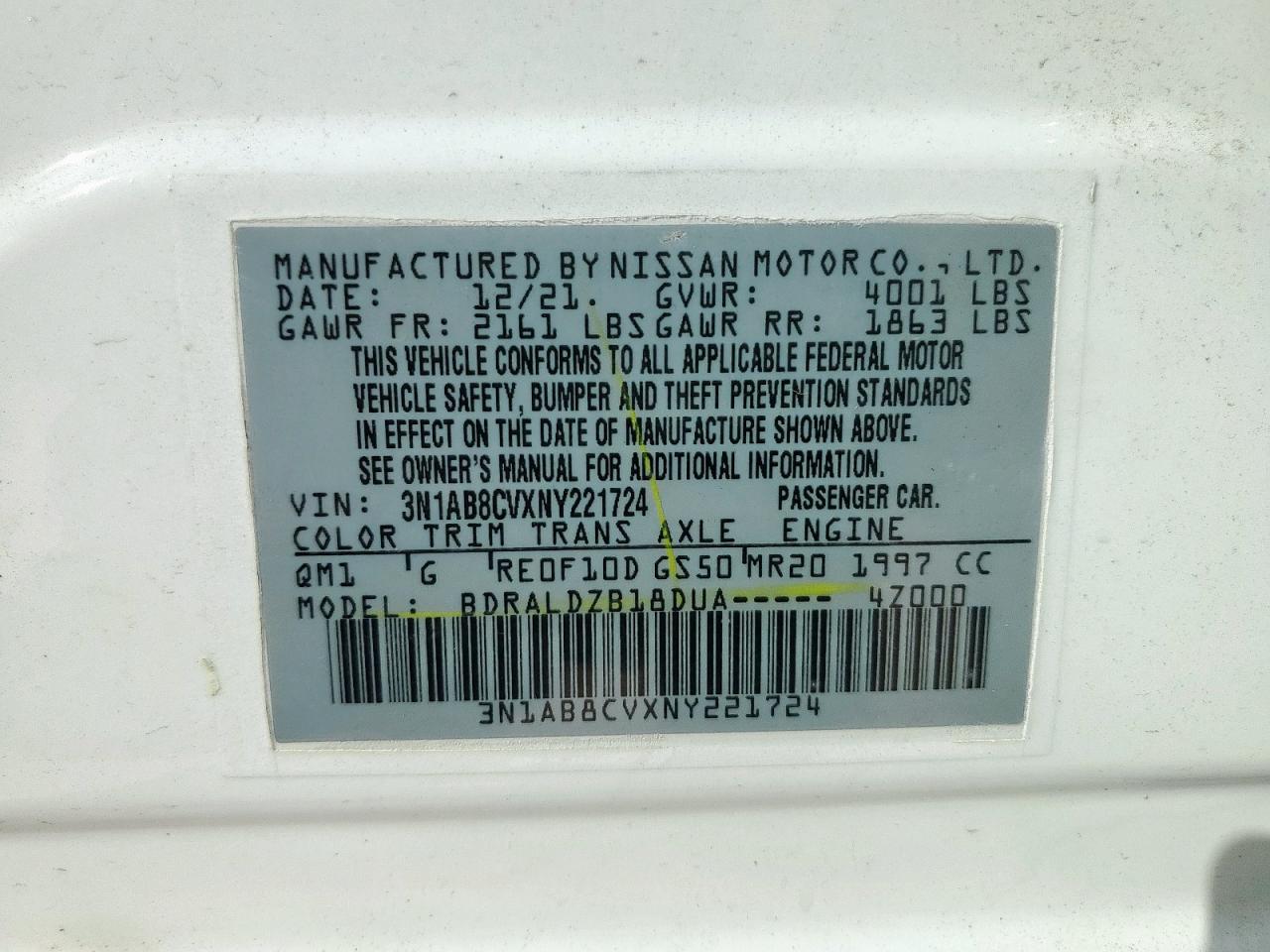 2022 Nissan Sentra Sv VIN: 3N1AB8CVXNY221724 Lot: 84430045