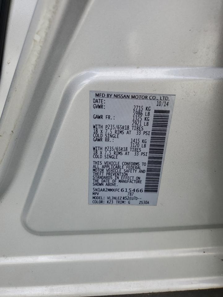 2015 Nissan Pathfinder S VIN: 5N1AR2MMXFC615466 Lot: 82229405