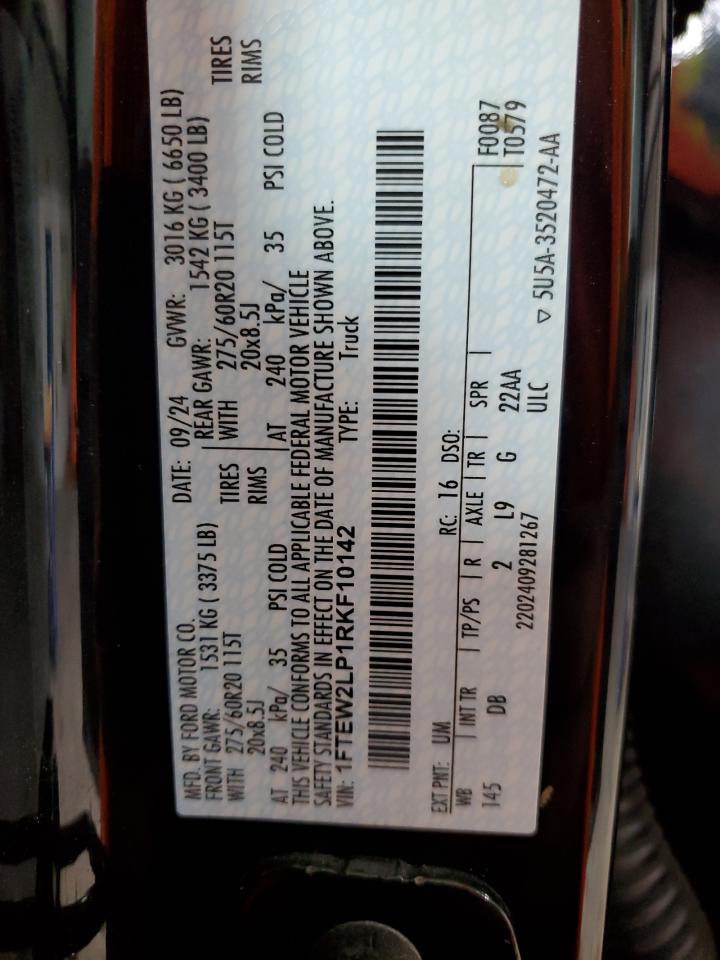 2024 Ford F150 Stx VIN: 1FTEW2LP1RKF10142 Lot: 85861425