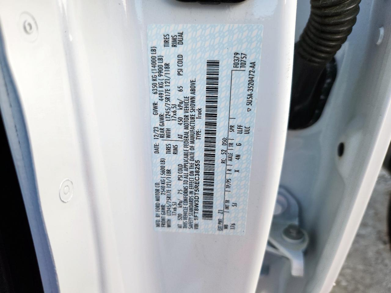 2024 Ford F350 Super Duty VIN: 1FT8W3DT5REC38255 Lot: 84423935