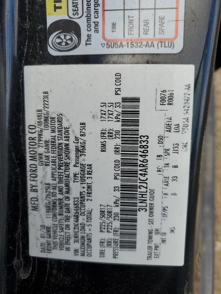 2010 Lincoln Mkz VIN: 3LNHL2JC4AR646833 Lot: 90350995