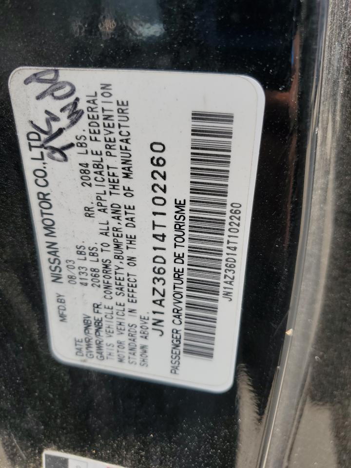 2004 Nissan 350Z Roadster VIN: JN1AZ36D14T102260 Lot: 89738455