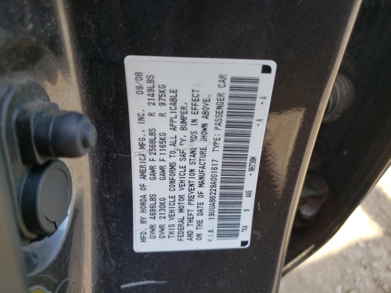 2009 Acura Tl VIN: 19UUA86229A001617 Lot: 82216405