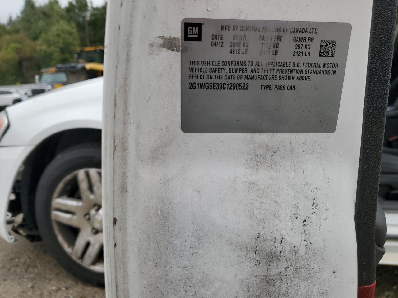 2012 Chevrolet Impala Lt VIN: 2G1WG5E39C1290522 Lot: 85680045