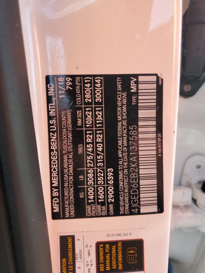 2019 Mercedes-Benz Gle Coupe 43 Amg VIN: 4JGED6EB2KA137585 Lot: 82422515