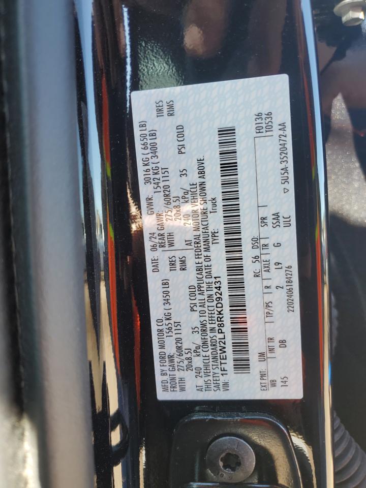 2024 Ford F150 Stx VIN: 1FTEW2LP8RKD92431 Lot: 85759925