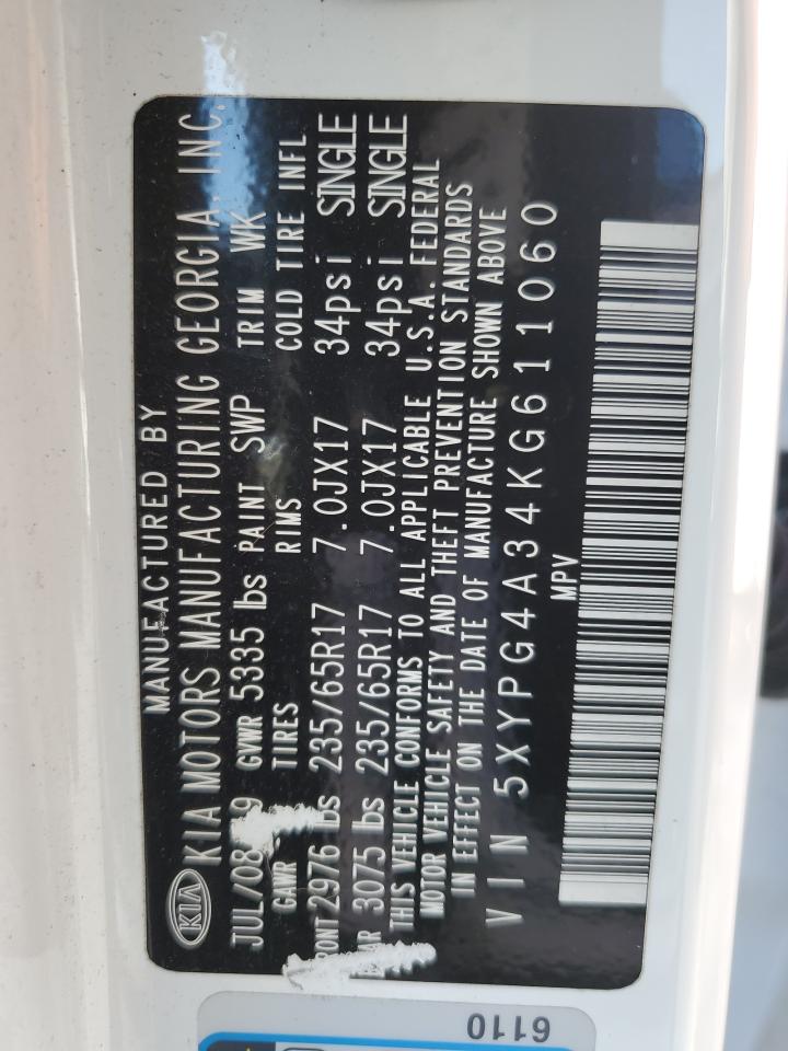 2019 Kia Sorento L VIN: 5XYPG4A34KG611060 Lot: 85113975