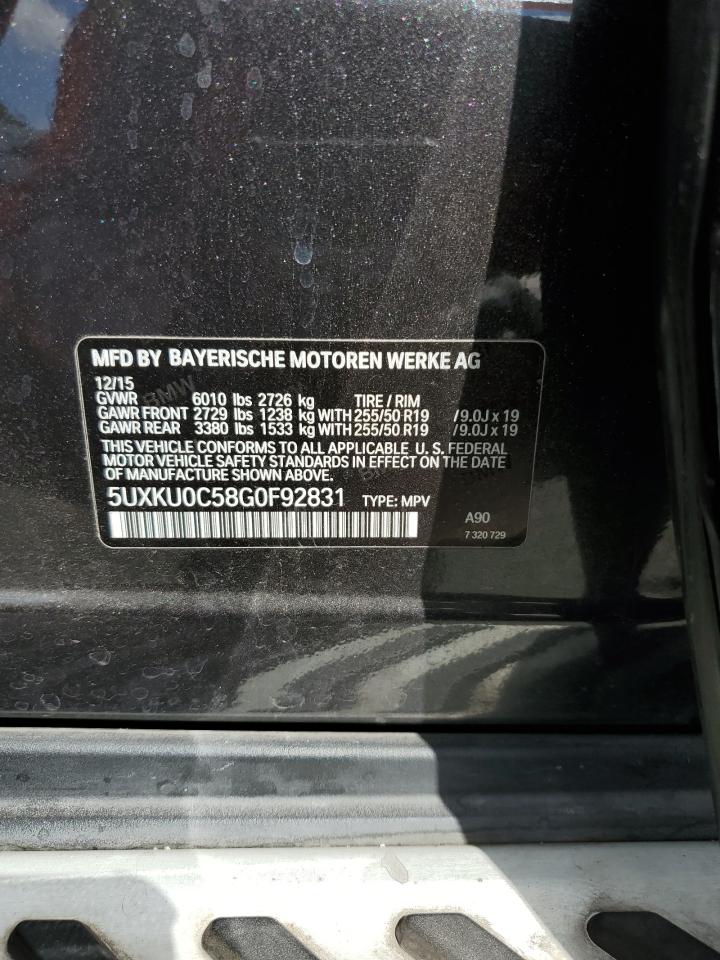 2016 BMW X6 Sdrive35I VIN: 5UXKU0C58G0F92831 Lot: 82251705