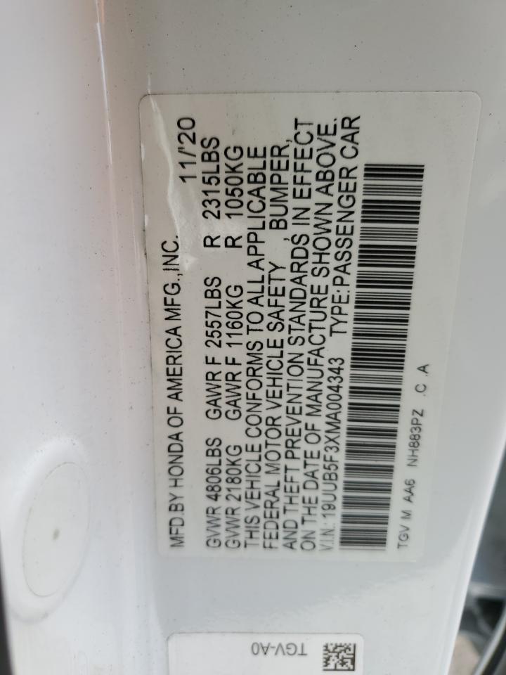 2021 Acura Tlx VIN: 19UUB5F3XMA004343 Lot: 84869905