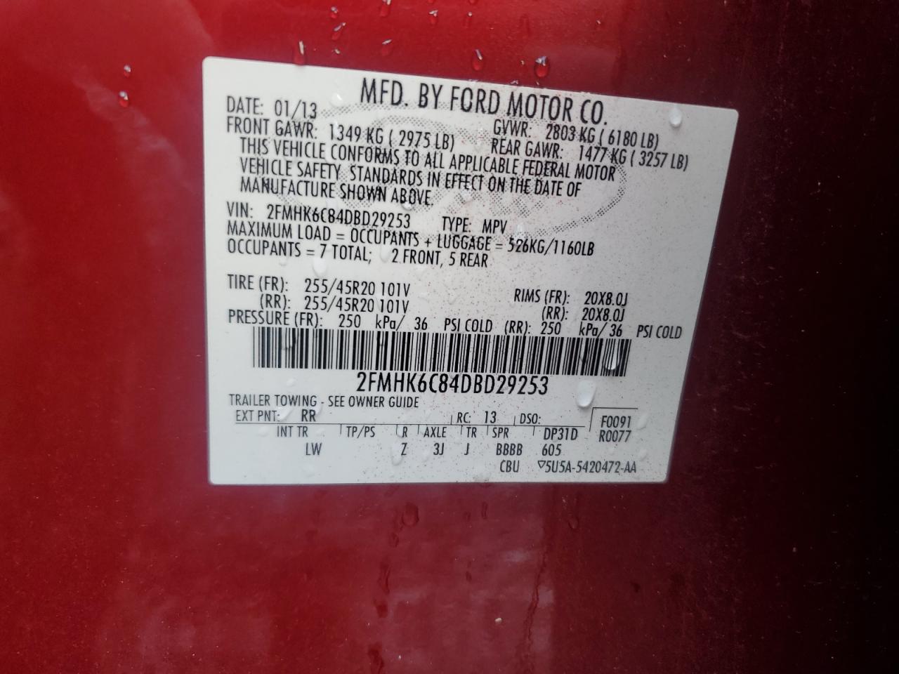 2013 Ford Flex Sel VIN: 2FMHK6C84DBD29253 Lot: 82209745