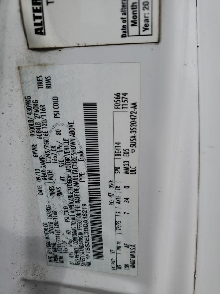 2011 Ford Econoline E350 Super Duty Van VIN: 1FTSS3EL3BDA18219 Lot: 85530165