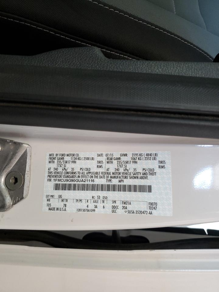 2016 Ford Escape Se VIN: 1FMCU9G90GUA21116 Lot: 85344745