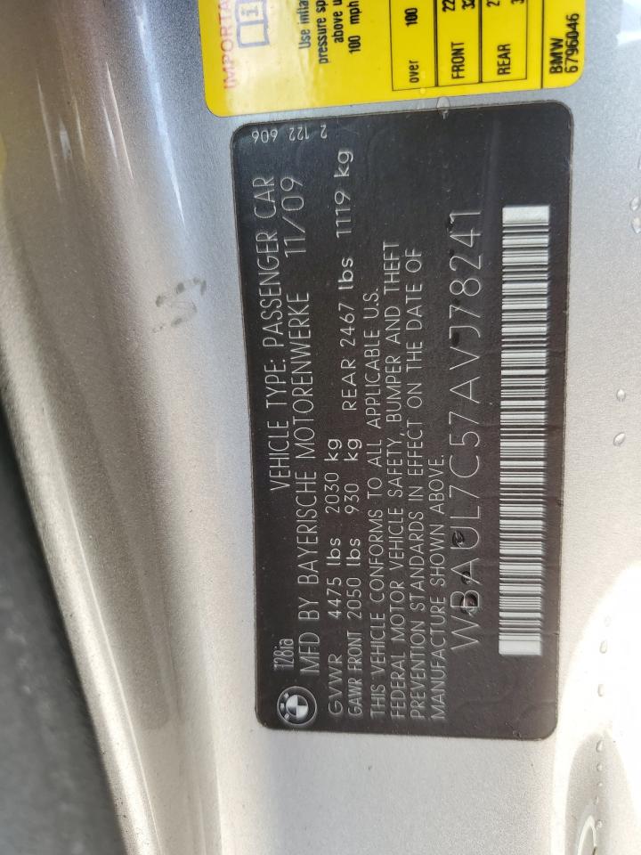 2010 BMW 128 I VIN: WBAUL7C57AVJ78241 Lot: 83931105