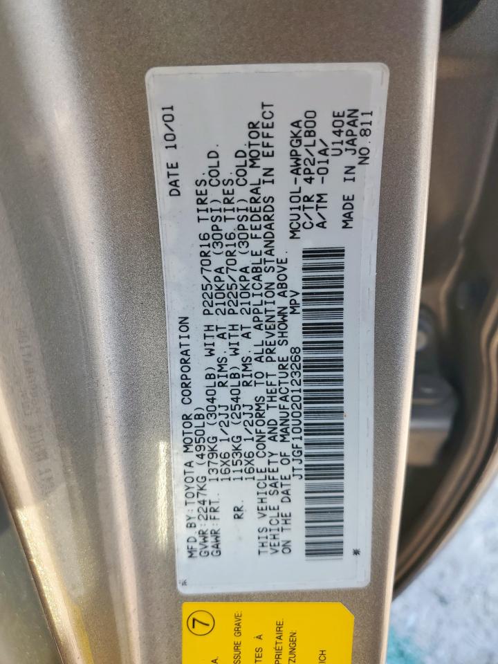 2002 Lexus Rx 300 VIN: JTJGF10U020123268 Lot: 82184285