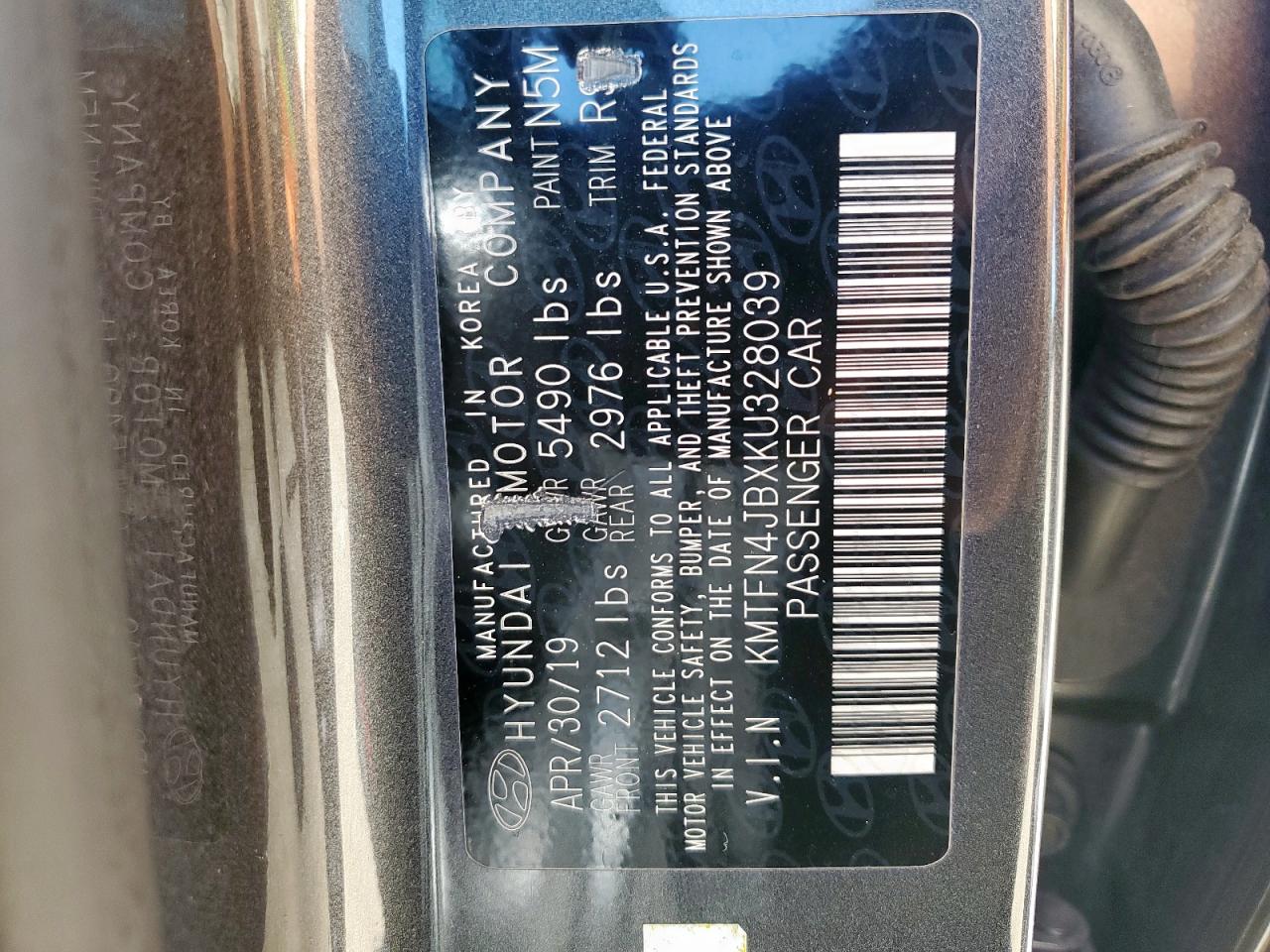 2019 Genesis G80 Base VIN: KMTFN4JBXKU328039 Lot: 90642735