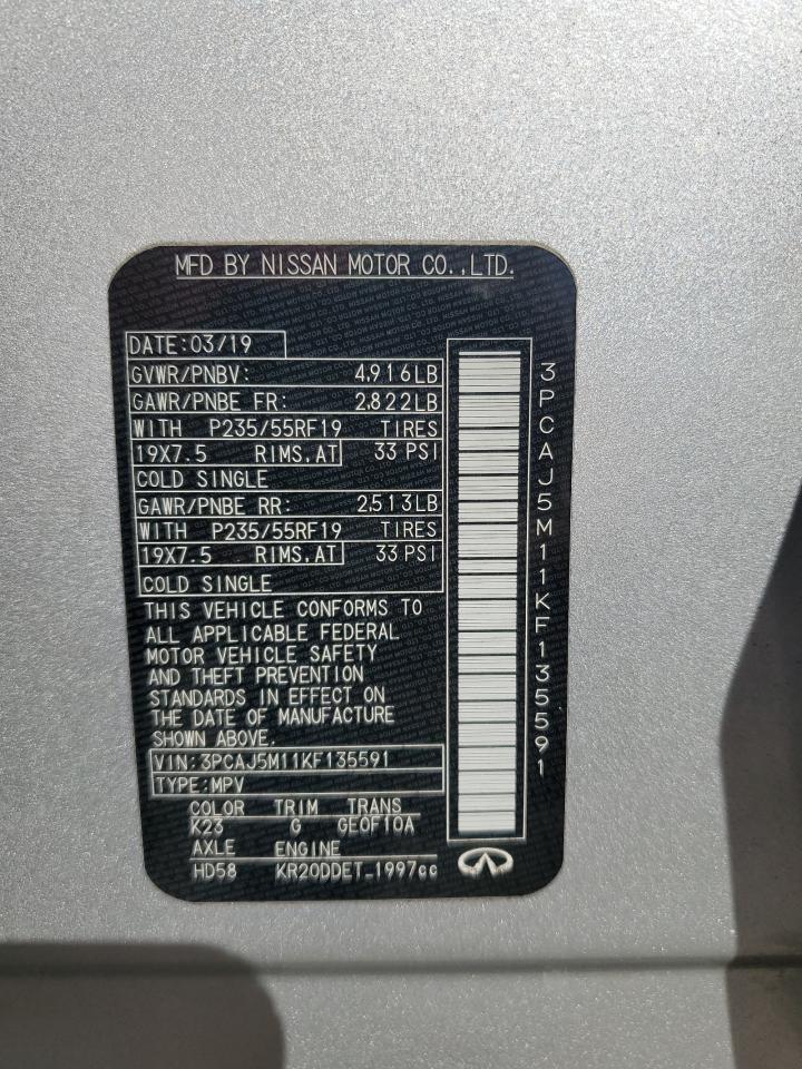 2019 Infiniti Qx50 Essential VIN: 3PCAJ5M11KF135591 Lot: 86804865