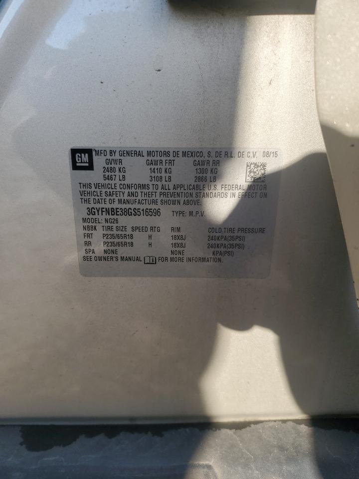 2016 Cadillac Srx Luxury Collection VIN: 3GYFNBE38GS516596 Lot: 85415335