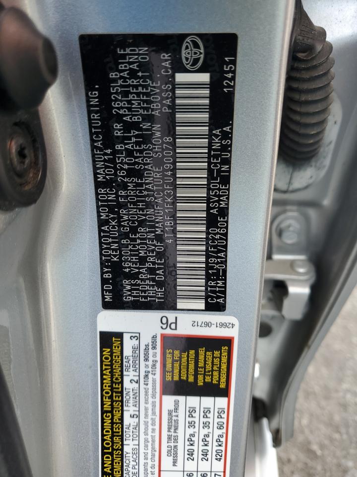 2015 Toyota Camry Le VIN: 4T1BF1FK3FU490078 Lot: 82317675