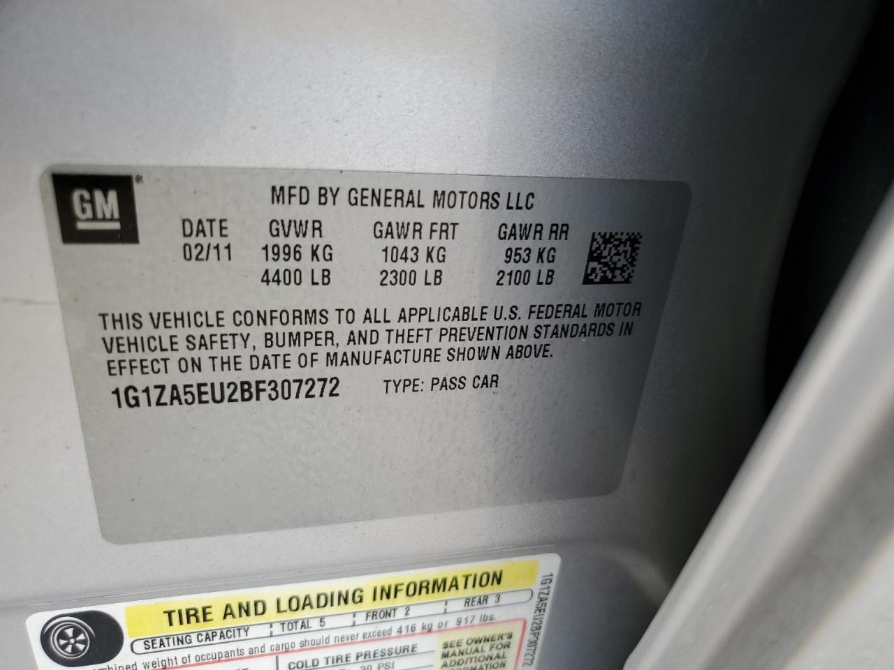 2011 Chevrolet Malibu Ls VIN: 1G1ZA5EU2BF307272 Lot: 86246695