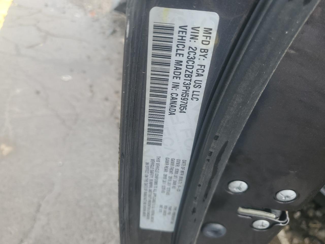 2023 Dodge Challenger R/T VIN: 2C3CDZBT3PH597054 Lot: 84963755