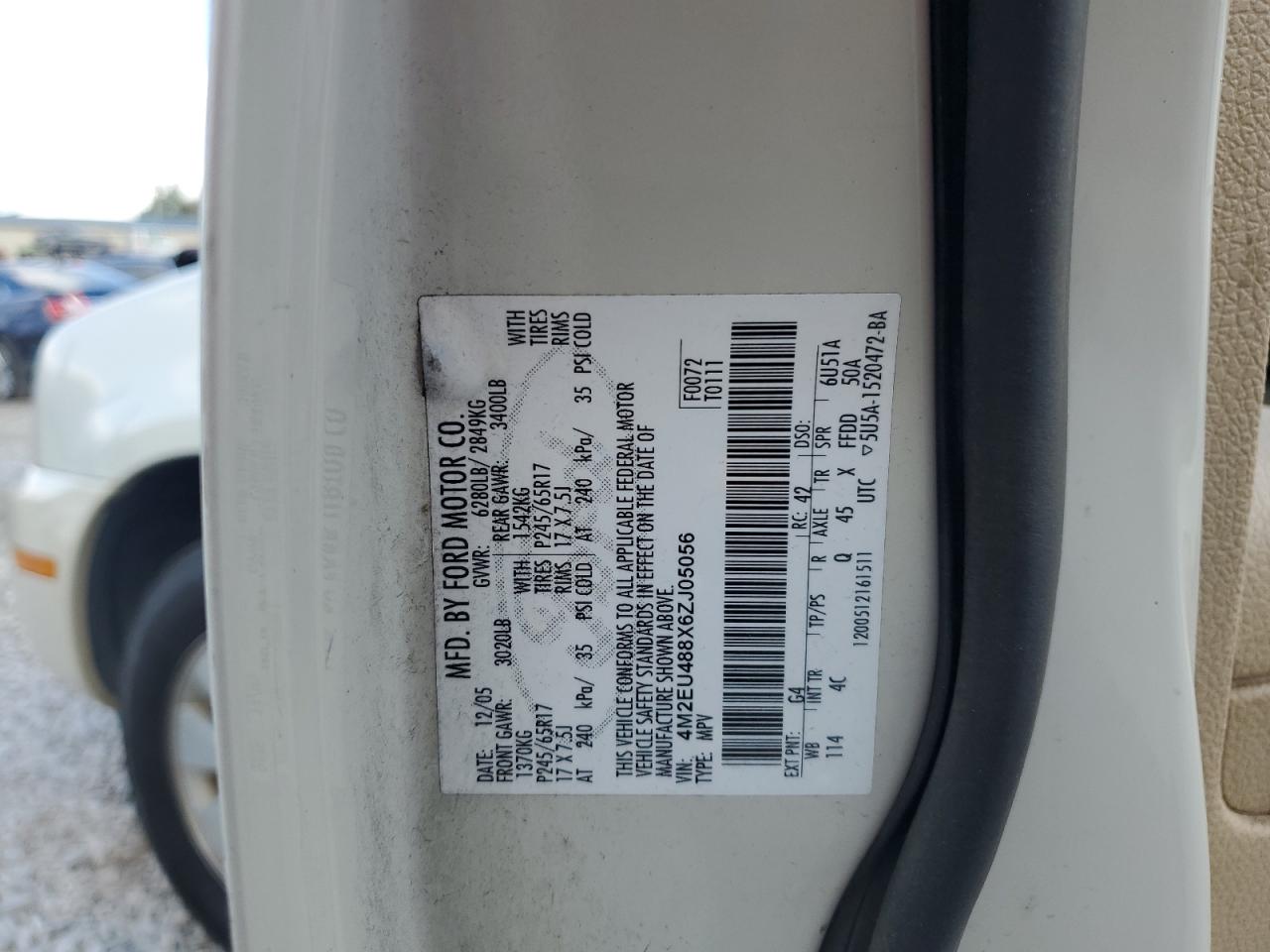 2006 Mercury Mountaineer Premier VIN: 4M2EU488X6ZJ05056 Lot: 85106855