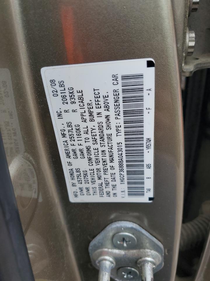 2008 Honda Accord Exl VIN: 1HGCP36888A043015 Lot: 82318995