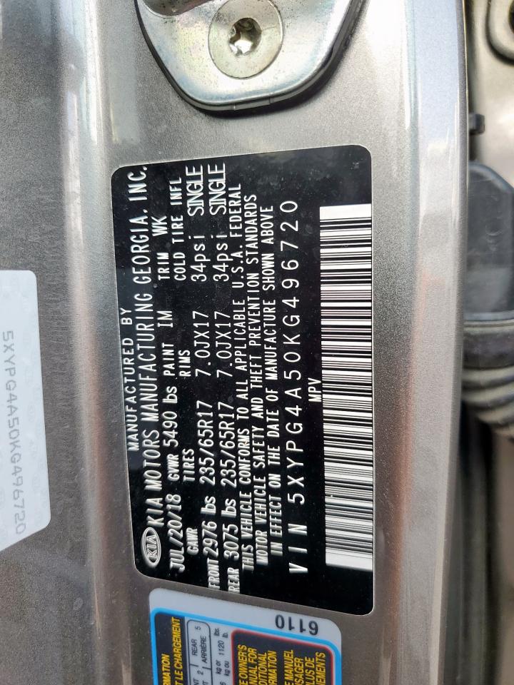 2019 Kia Sorento Lx VIN: 5XYPG4A50KG496720 Lot: 82379135