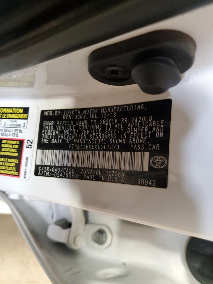 2019 Toyota Camry L VIN: 4T1B11HK9KU201873 Lot: 86138415