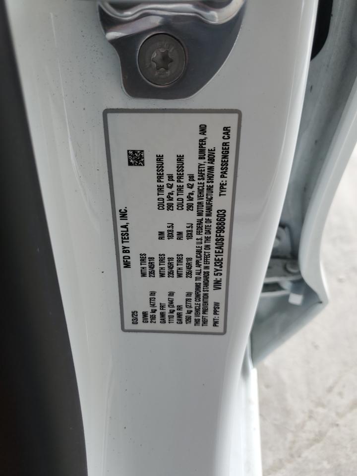 2025 Tesla Model 3 VIN: 5YJ3E1EA0SF988603 Lot: 82632065