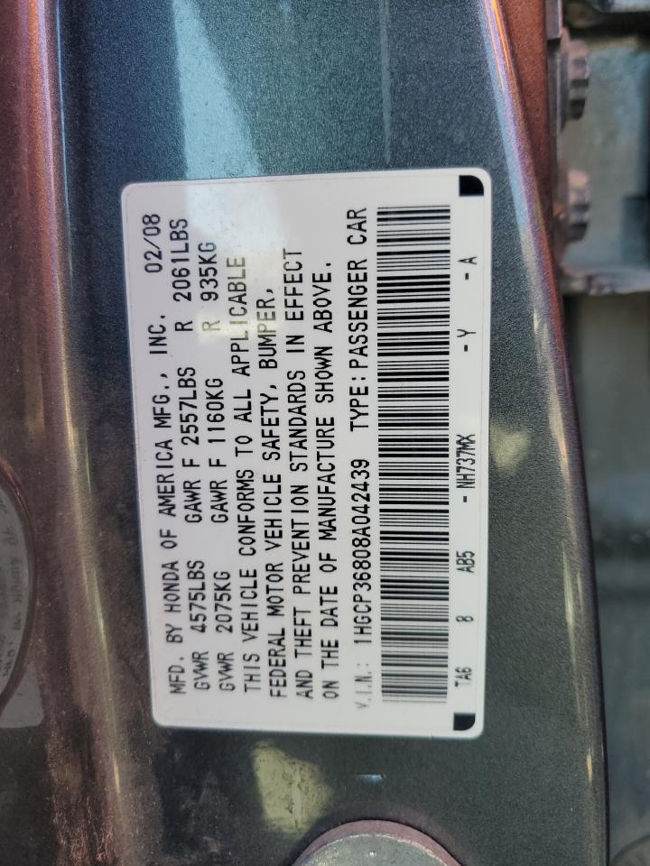 2008 Honda Accord Exl VIN: 1HGCP36808A042439 Lot: 81892595