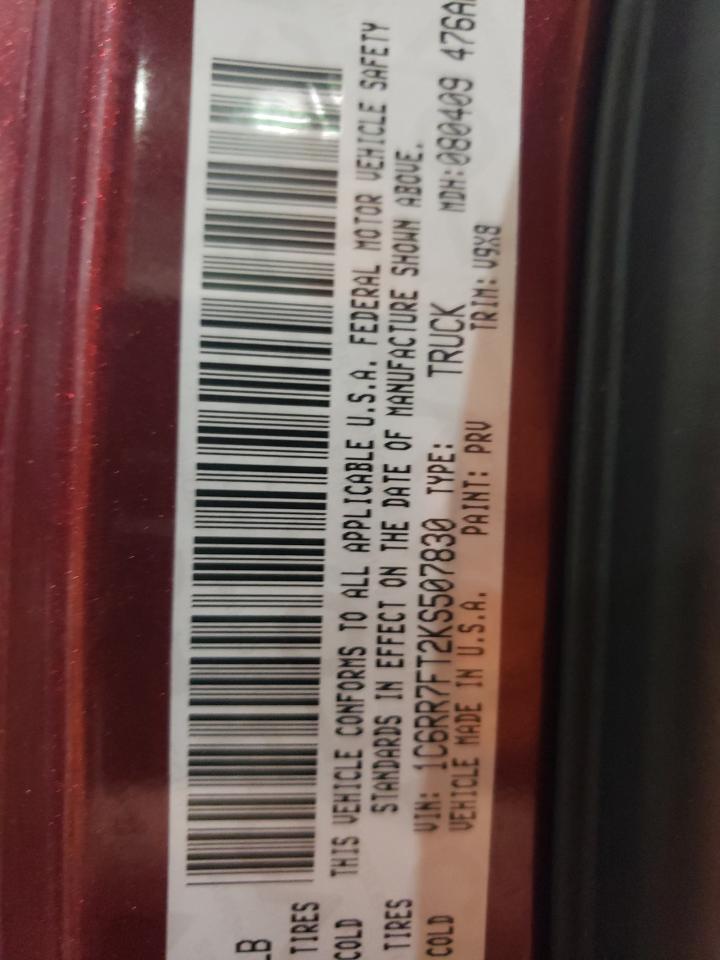 2019 Ram 1500 Classic Tradesman VIN: 1C6RR7FT2KS507830 Lot: 85756635