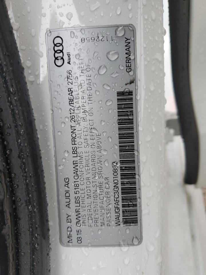 2016 Audi A6 Premium Plus VIN: WAUGFAFC3GN010892 Lot: 86612565