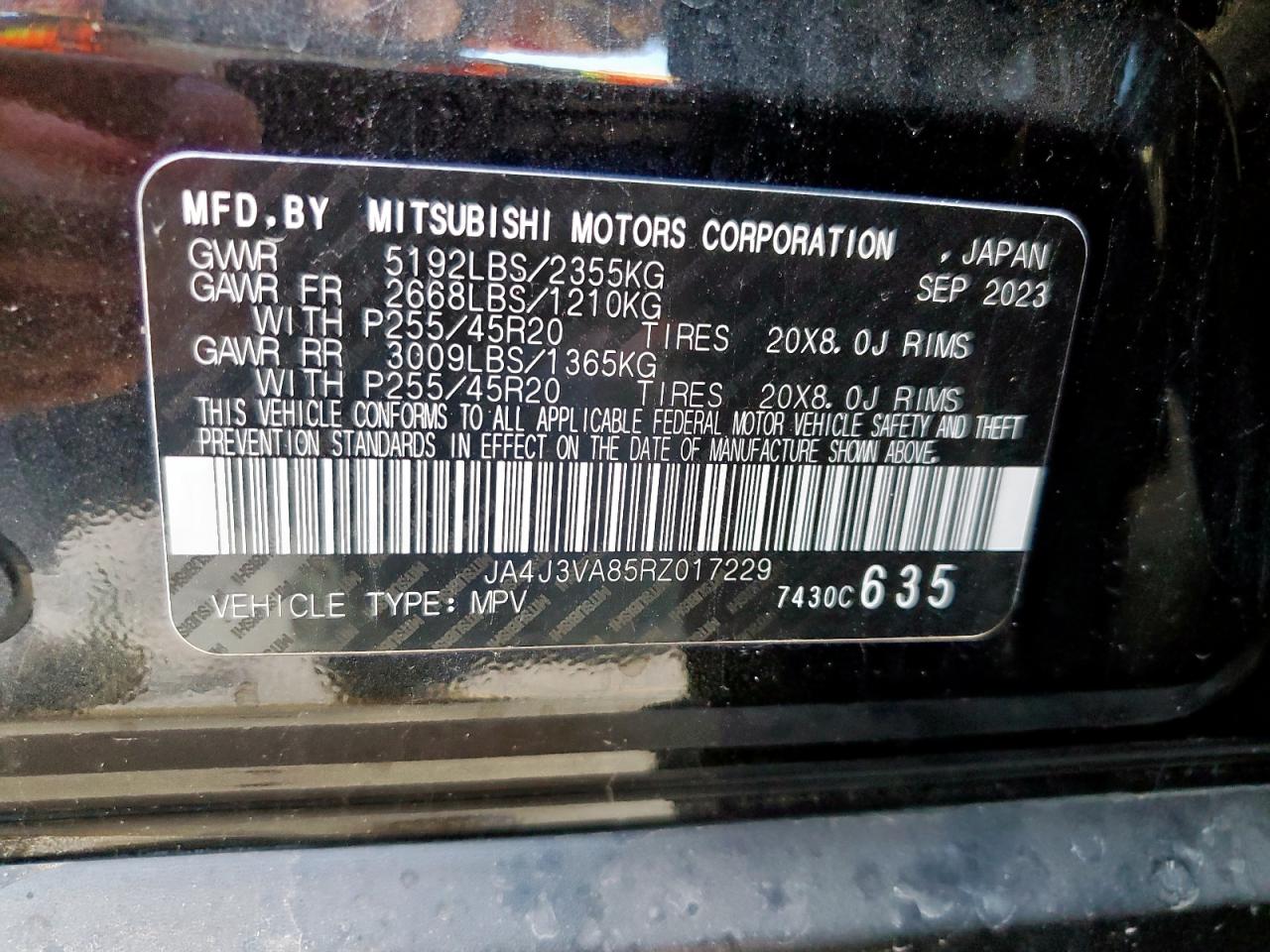 2024 Mitsubishi Outlander Se VIN: JA4J3VA85RZ017229 Lot: 82241775