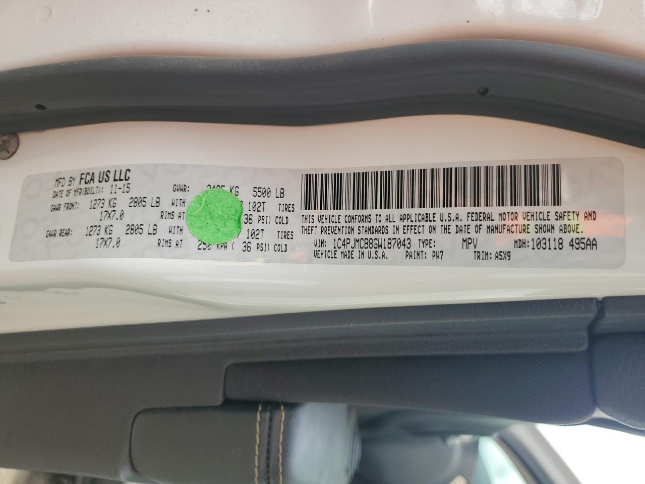 2016 Jeep Cherokee Latitude VIN: 1C4PJMCB8GW187043 Lot: 85507725