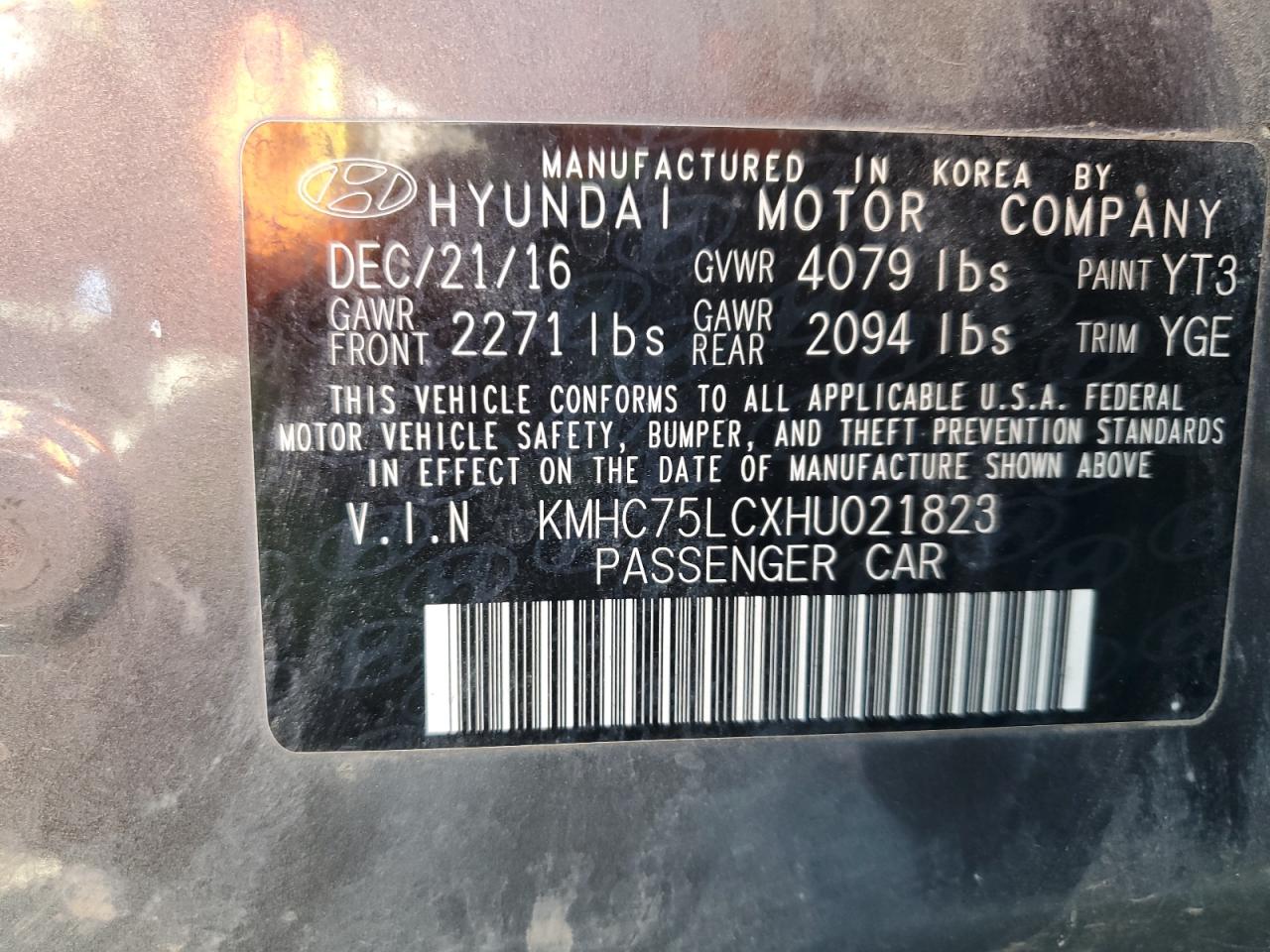 2017 Hyundai Ioniq Sel VIN: KMHC75LCXHU021823 Lot: 90665785