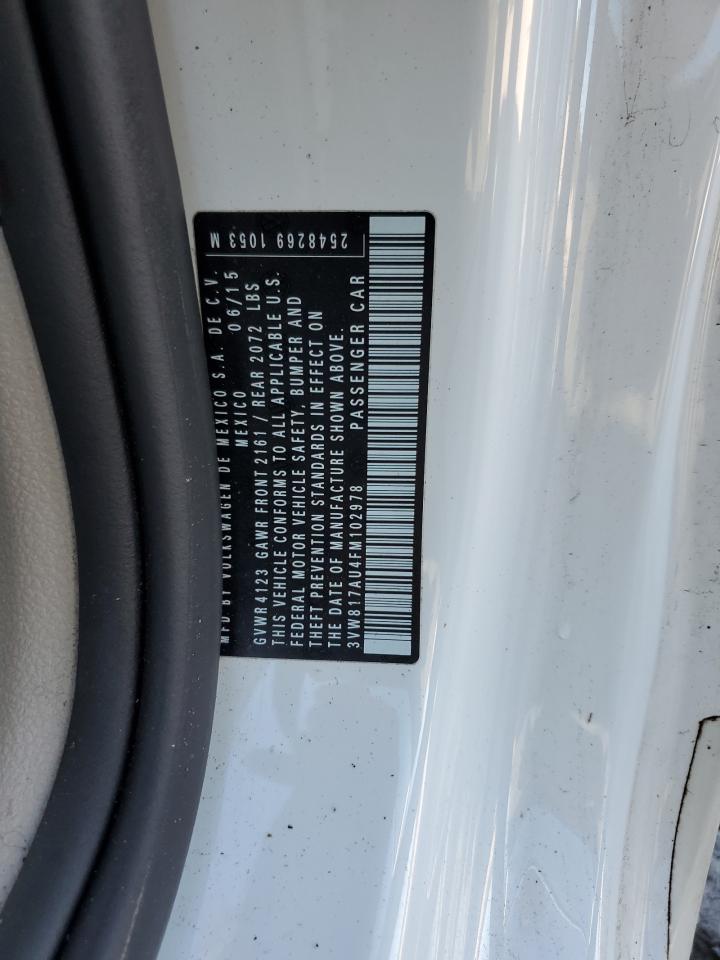 2015 Volkswagen Golf VIN: 3VW817AU4FM102978 Lot: 82450835